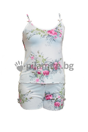 Дамски пижами Пижами без ръкав Дамски комплект с тънка презрамка Рози 84152